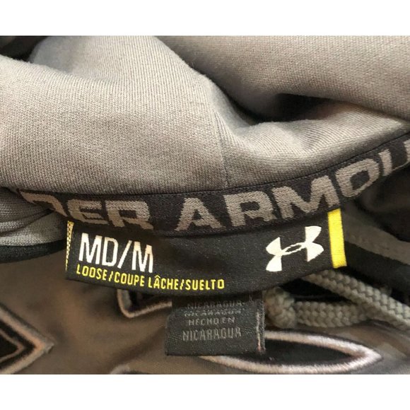 Under Armour Mens Medium Black Loose Hoodie Hooded Sweatshirt Pullover - Picture 3 of 5